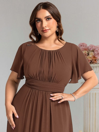 Plus Size Chiffon Simple Pleated A-Line Bridesmaid Dress