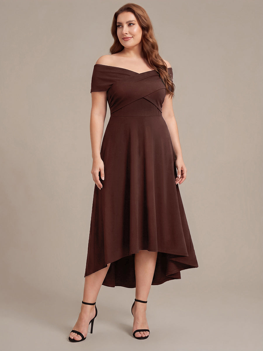 Knit Off-the-shoulder Sleeve A-Line Wedding Guest Dress
