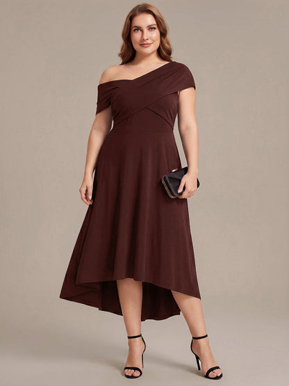 Knit Off-the-shoulder Sleeve A-Line Wedding Guest Dress