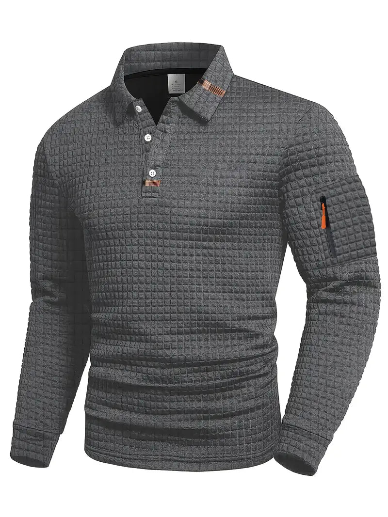 Lachlan | Classic Sleeve Pocket Polo Shirt — Grey — Alfa Empire, view 2