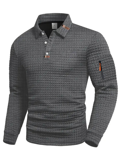Lachlan | Classic Sleeve Pocket Polo Shirt — Grey — Alfa Empire, view 2
