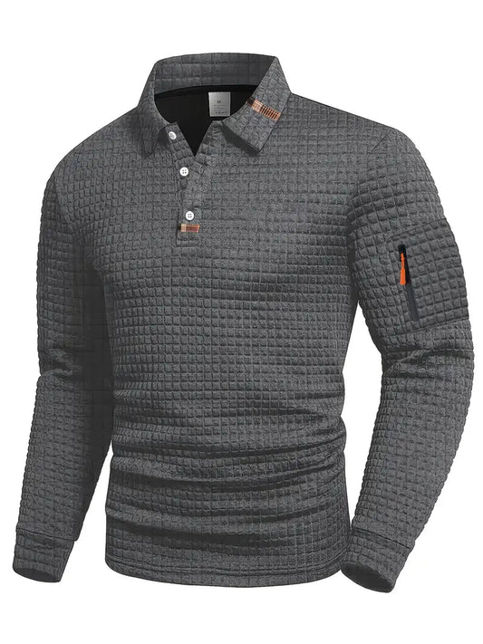 Lachlan | Classic Sleeve Pocket Polo Shirt — Grey — Alfa Empire, view 2