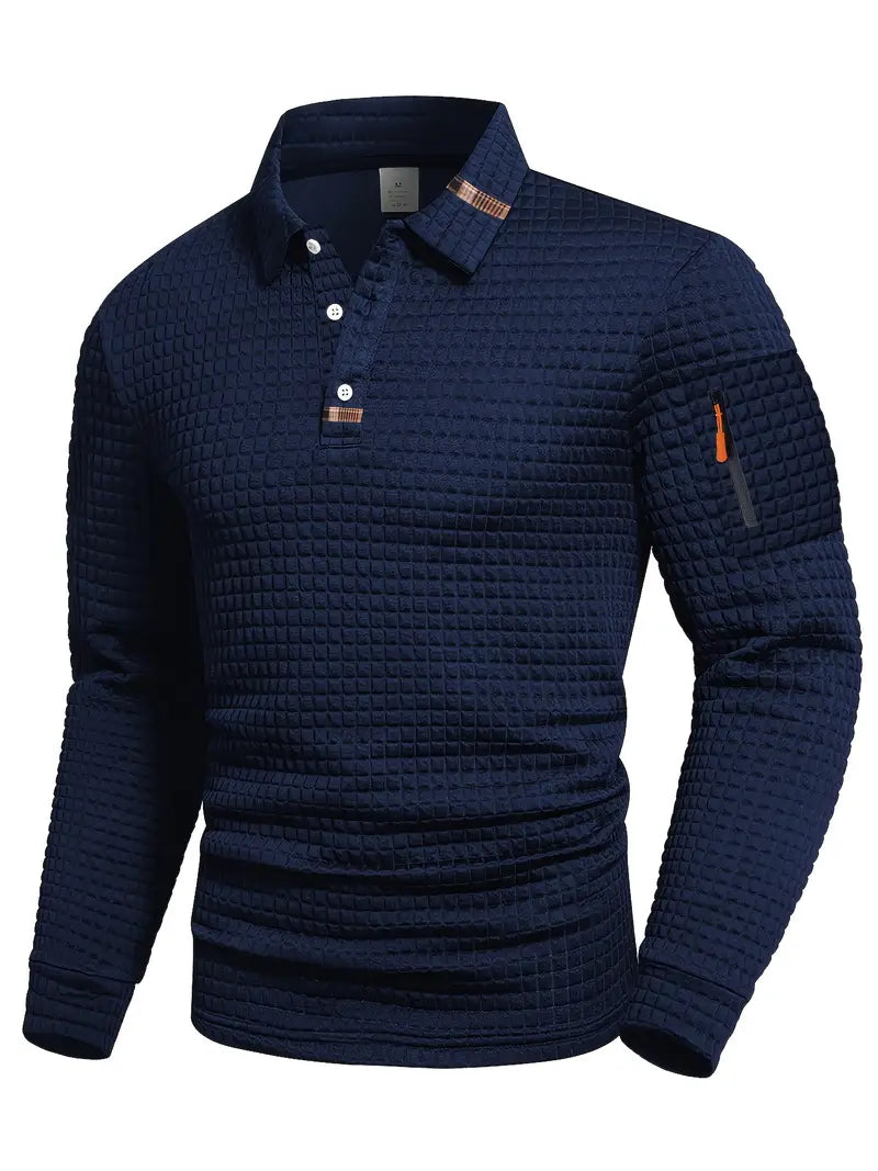 Lachlan | Classic Sleeve Pocket Polo Shirt — Navy Blue — Alfa Empire, view 6