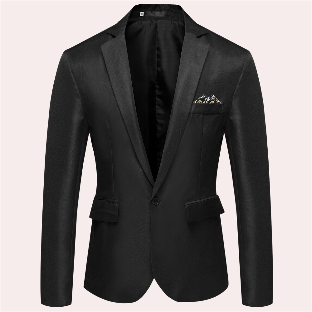 Landon | Modern Single Breasted Slim-Fit Blazer — Black — Alfa Empire, view 1