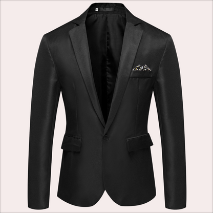 Landon | Modern Single Breasted Slim-Fit Blazer — Black — Alfa Empire, view 1