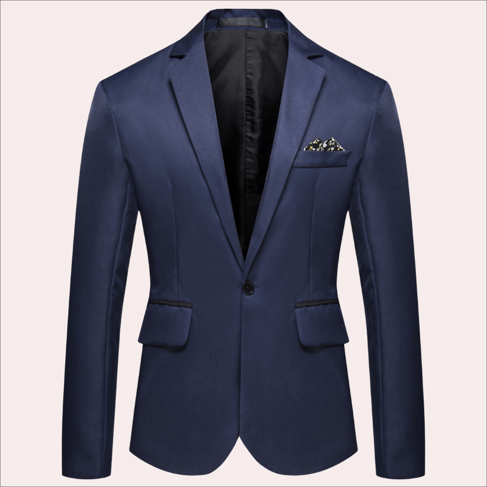 Landon | Modern Single Breasted Slim-Fit Blazer — Marine Blue — Alfa Empire, view 2