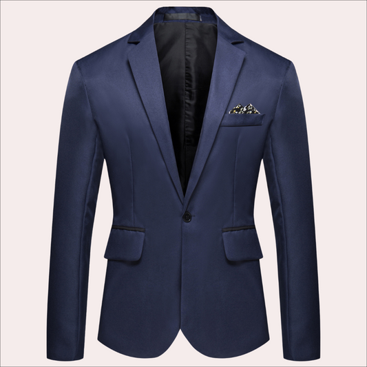 Landon | Modern Single Breasted Slim-Fit Blazer — Marine Blue — Alfa Empire, view 2