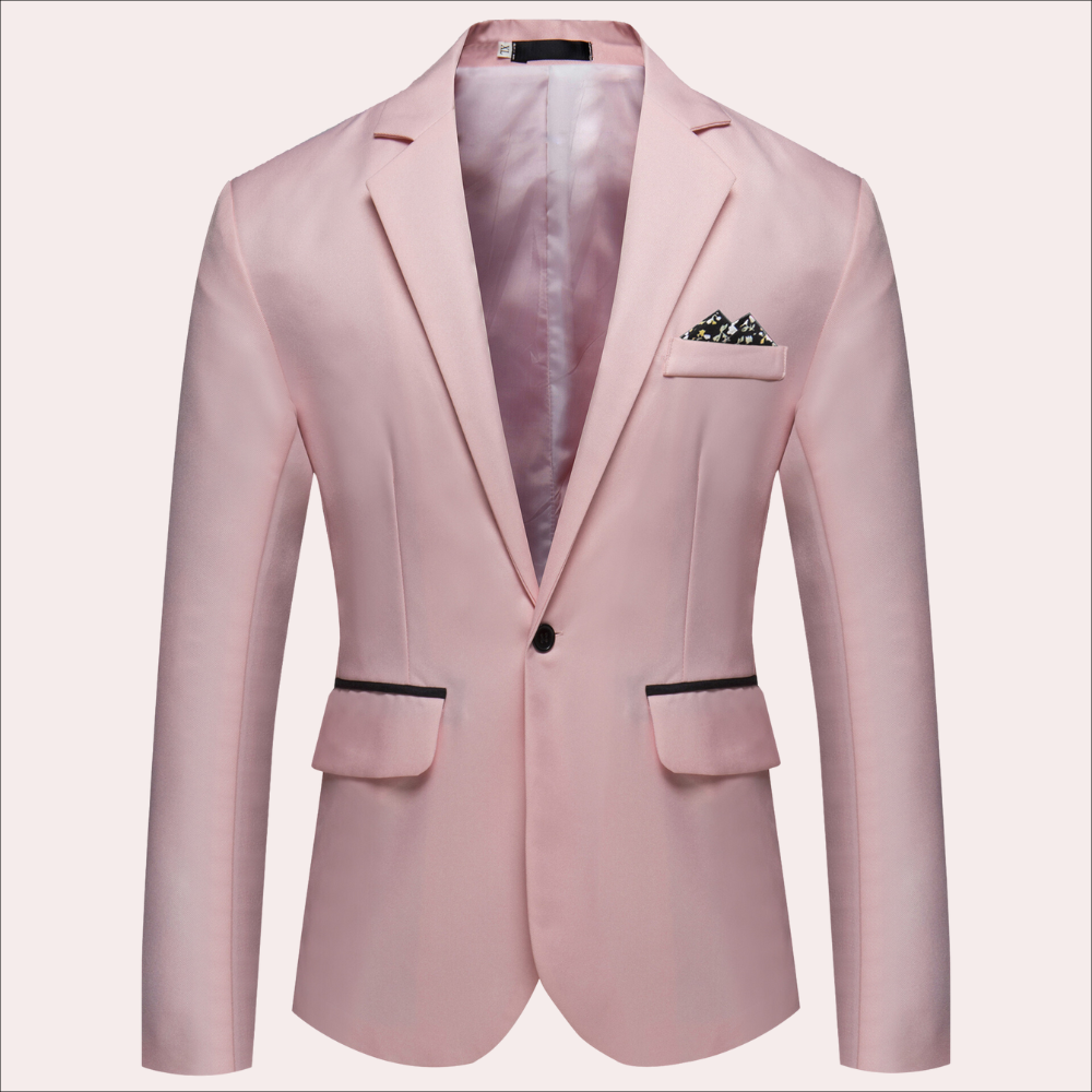 Landon | Modern Single Breasted Slim-Fit Blazer — Pink — Alfa Empire, view 3