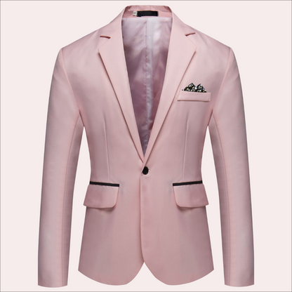 Landon | Modern Single Breasted Slim-Fit Blazer — Pink — Alfa Empire, view 3