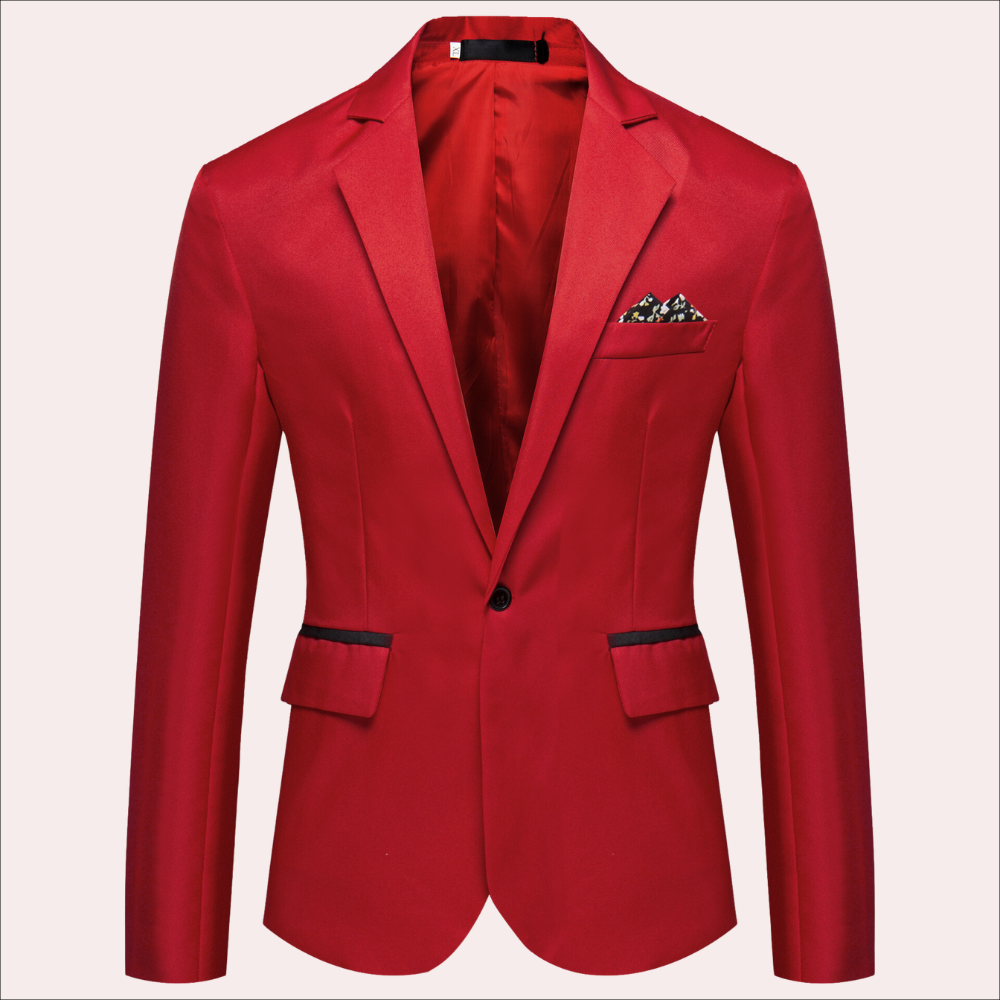 Landon | Modern Single Breasted Slim-Fit Blazer — Red — Alfa Empire, view 4