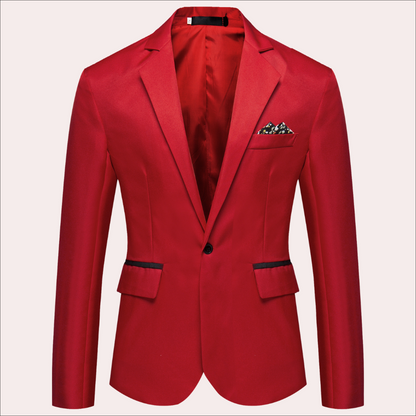 Landon | Modern Single Breasted Slim-Fit Blazer — Red — Alfa Empire, view 4