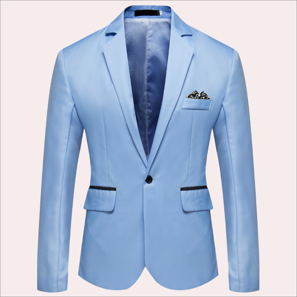 Landon | Modern Single Breasted Slim-Fit Blazer — Sky Blue — Alfa Empire, view 5