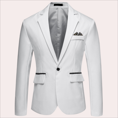 Landon | Modern Single Breasted Slim-Fit Blazer — White — Alfa Empire, view 6