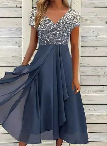 Lavinia | Floral Wedding Evening Dress — Silver Blue — Alfa Empire, view 5
