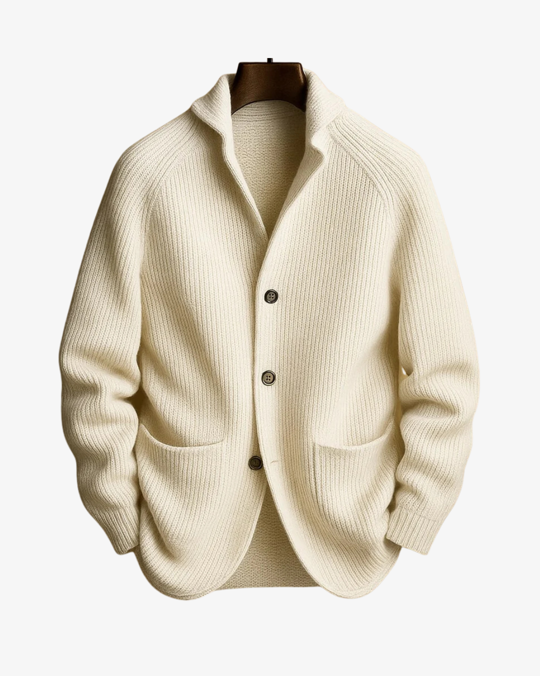 Lawrence | Tailored Button-Front Knit Cardigan — White — Alfa Empire, view 4