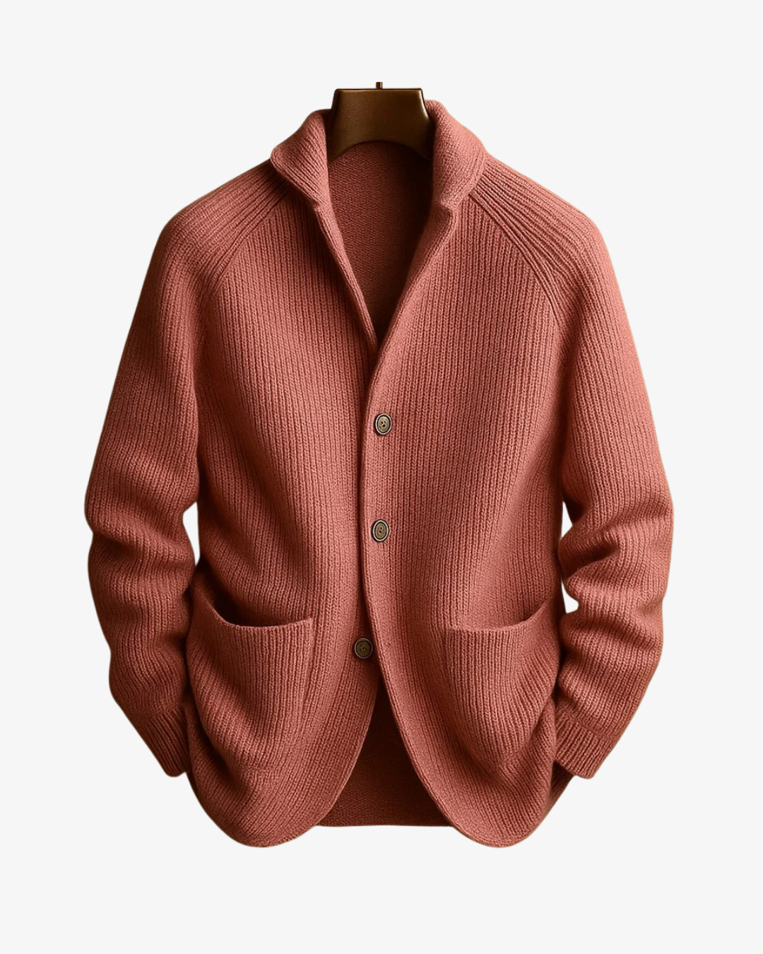 Lawrence | Tailored Button-Front Knit Cardigan — Pink — Alfa Empire, view 7