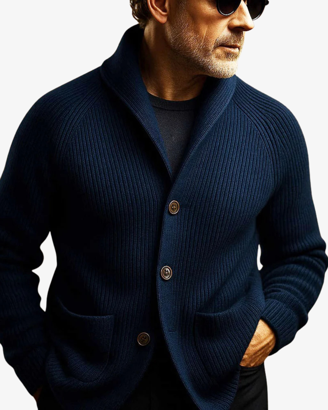 Lawrence | Tailored Button-Front Knit Cardigan — Alfa Empire, view 10