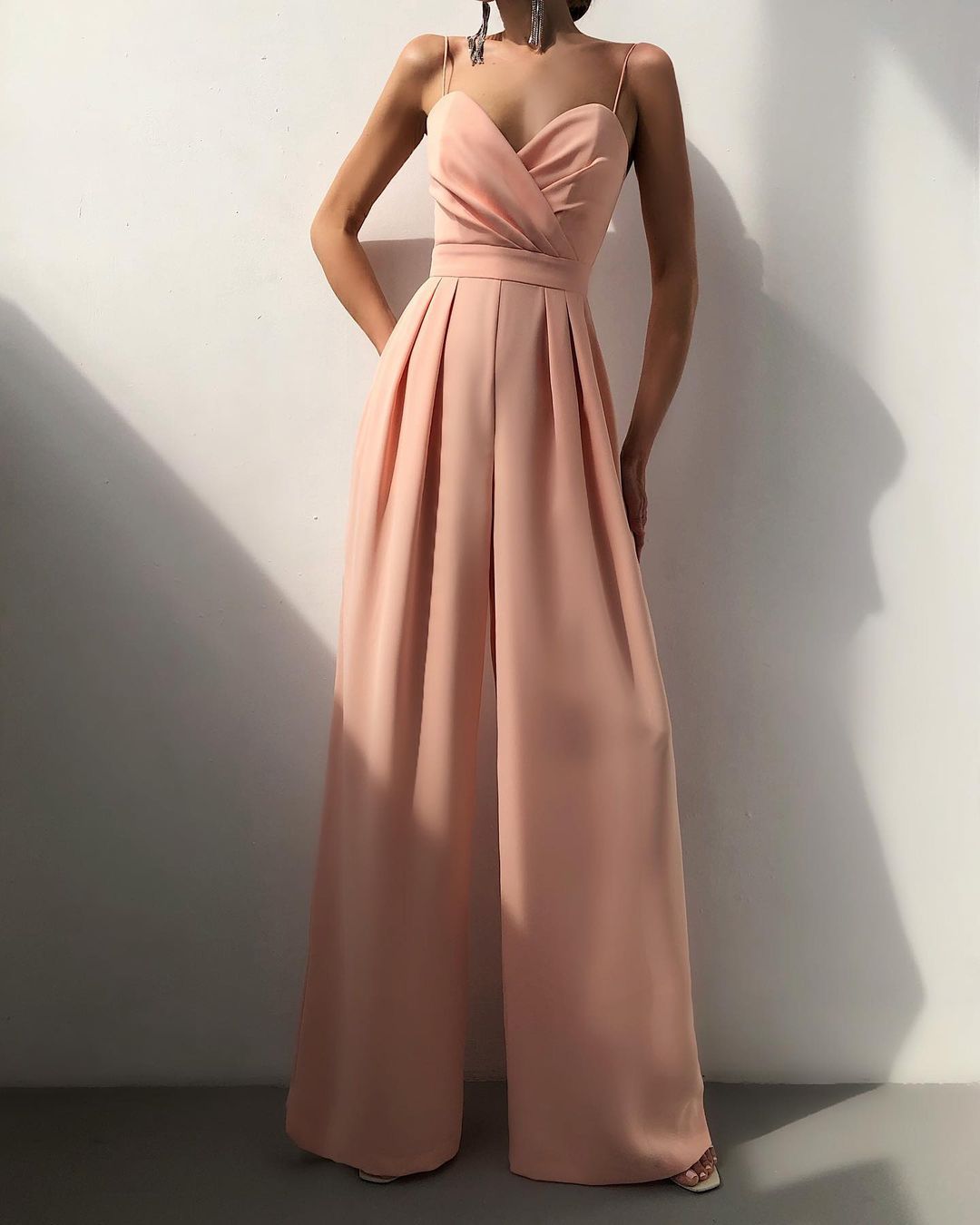 Leanne | Refined Strapless Evening Jumpsuit — Pink — Alfa Empire, view 3