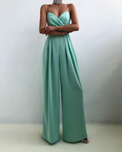 Leanne | Refined Strapless Evening Jumpsuit — Turquoise — Alfa Empire, view 4