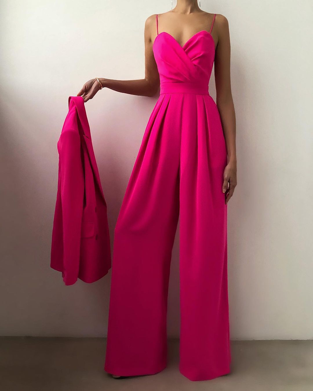 Leanne | Refined Strapless Evening Jumpsuit — Pink Red — Alfa Empire, view 6