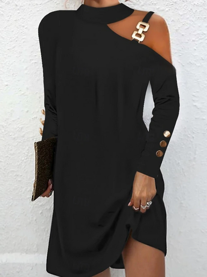 Leighton | Modern Halter Neck Mini Dress — Black — Alfa Empire, view 1