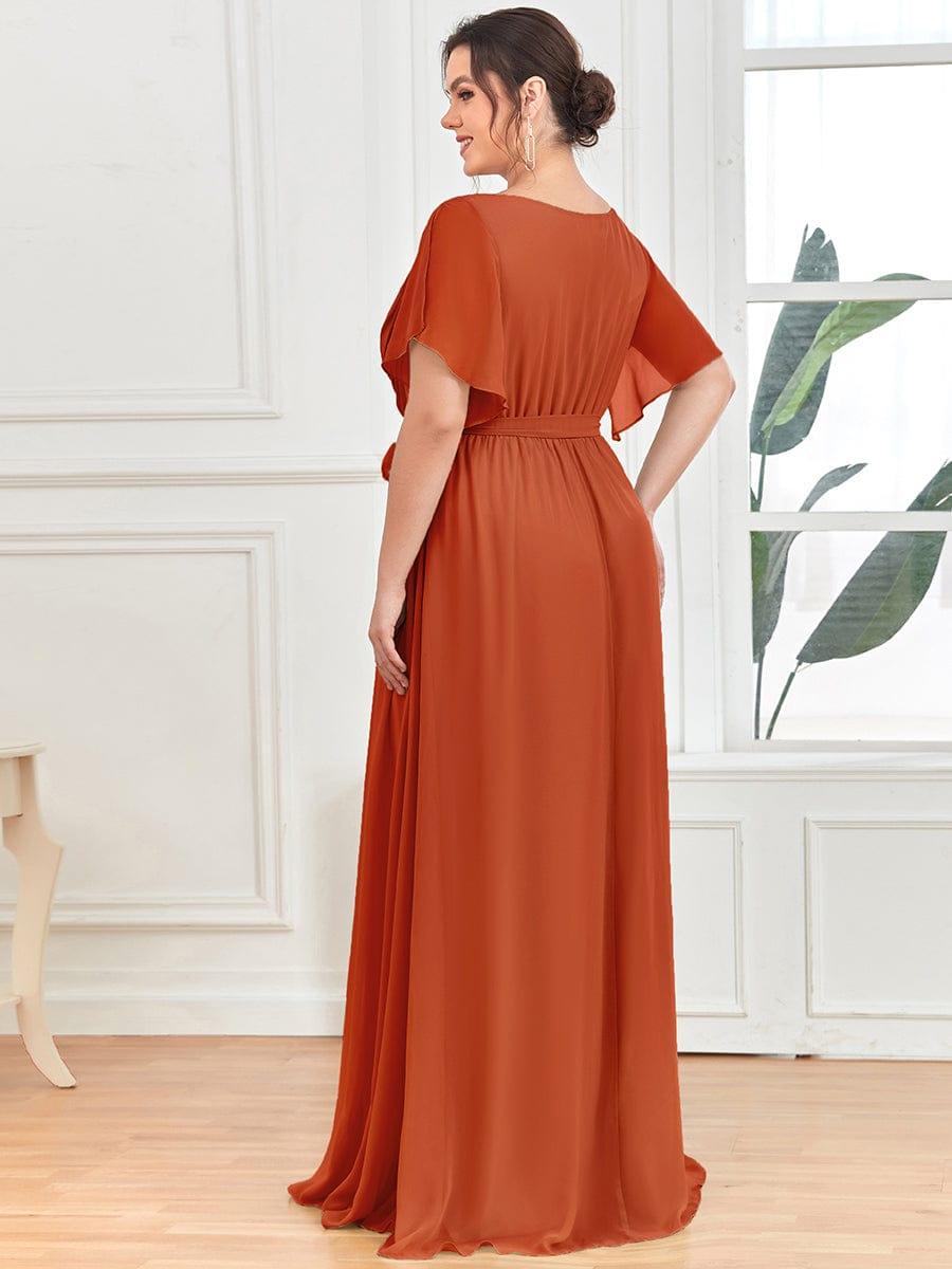 Chiffon A-Line Pleated Tie-Waist Wedding Guest Dress