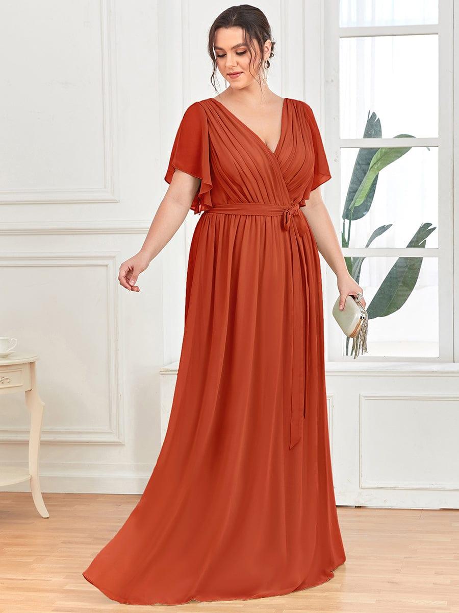 Chiffon A-Line Pleated Tie-Waist Wedding Guest Dress