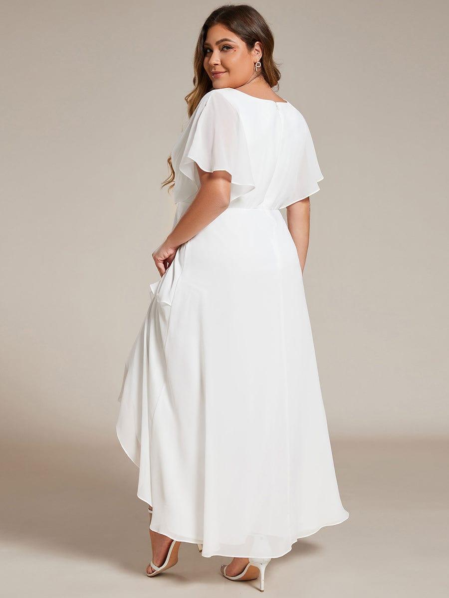 Plus Size Chiffon V-Neck Bat-Wing Sleeve A-Line Waist Applique Formal Dress