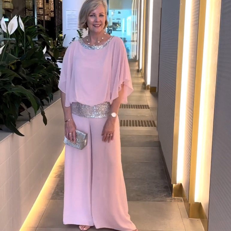 Lillian | Classy Refined Wide Sleeve Set — Pink — Alfa Empire, view 1
