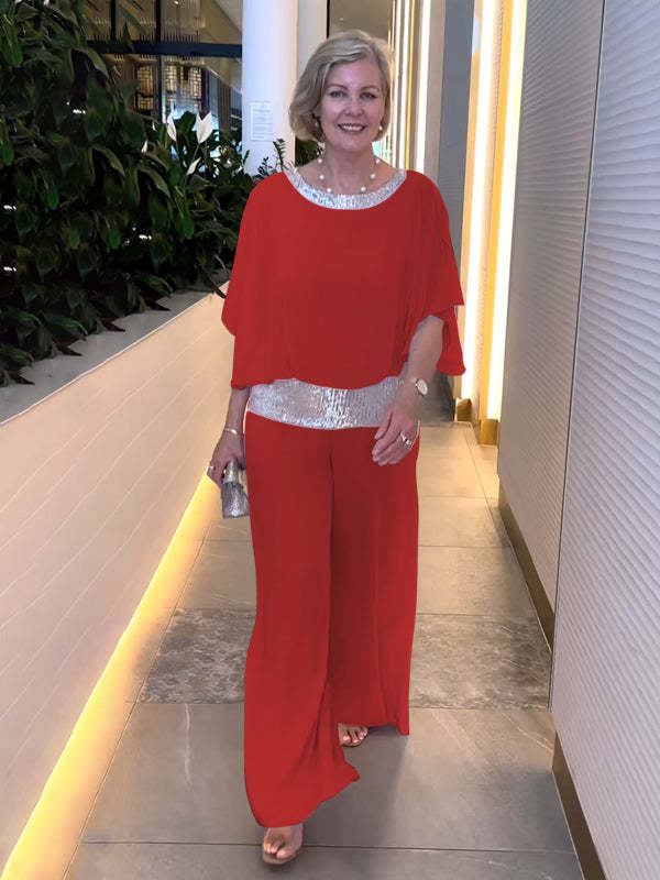 Lillian | Classy Refined Wide Sleeve Set — Red — Alfa Empire, view 6