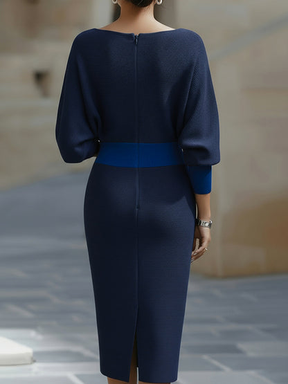 Liora | Refined Draped Batwing Midi Dress — Alfa Empire, view 4