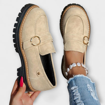 Lora | Round-Toe Casual Loafers — Beige — Alfa Empire, view 1