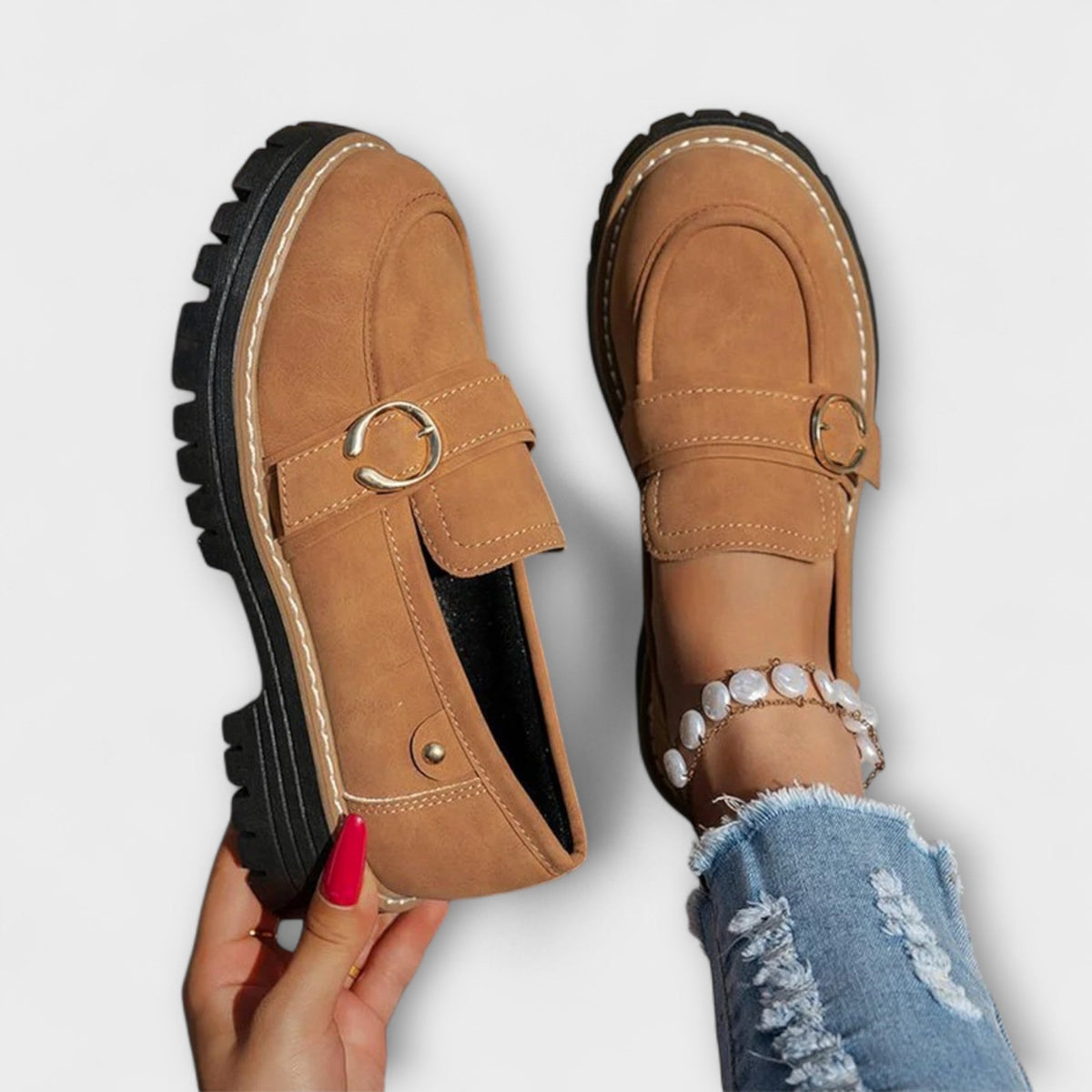 Lora | Round-Toe Casual Loafers — Brown — Alfa Empire, view 6