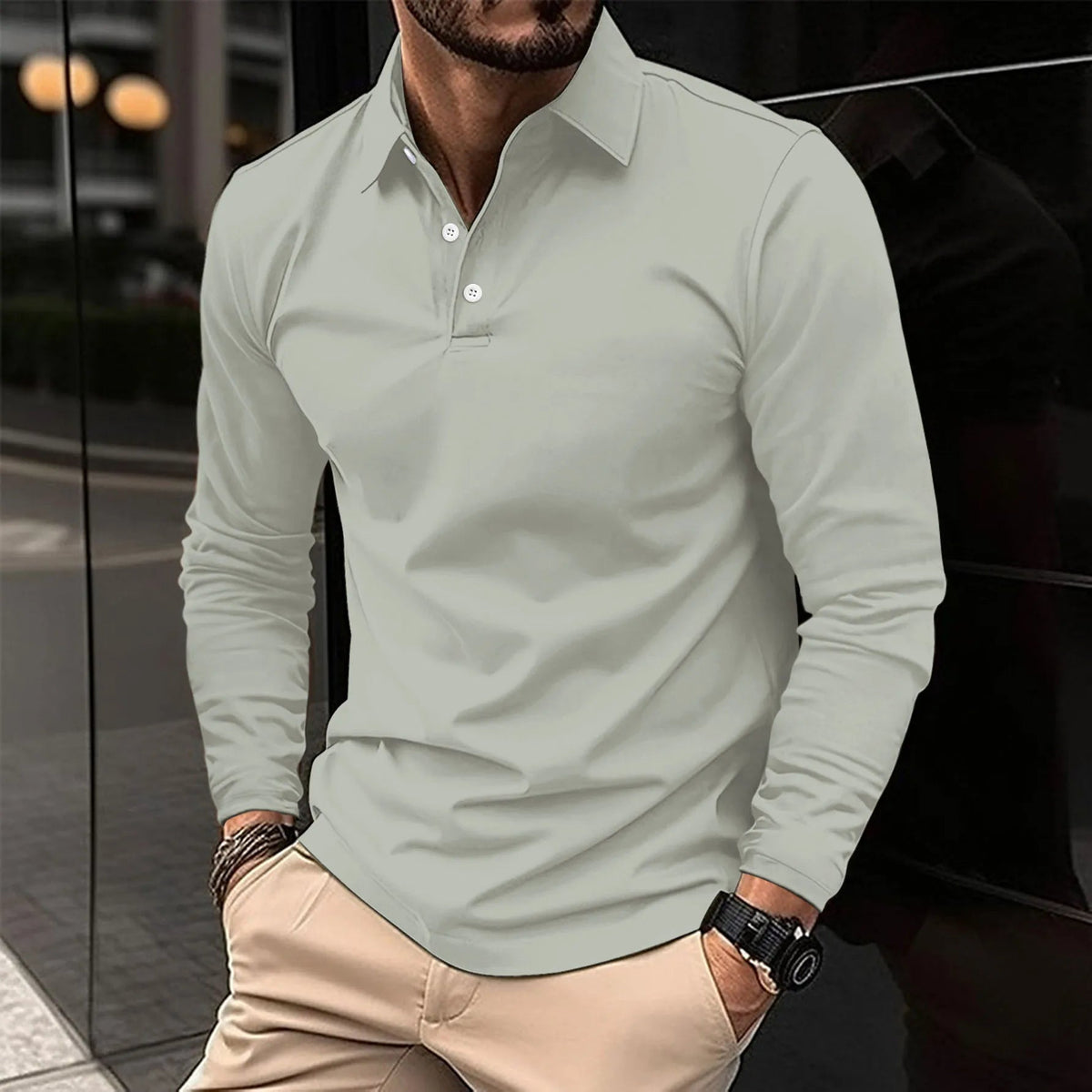 Luca | Smart Casual Long-Sleeved Polo — Alfa Empire, view 5