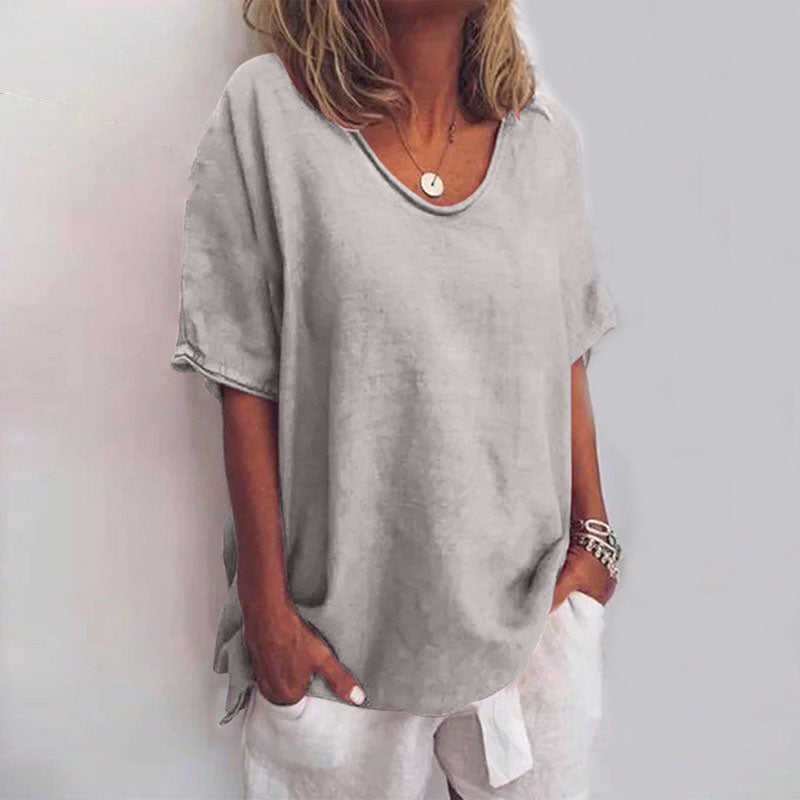 Lucia | Graceful V-Neck Flow Blouse — Gray — Alfa Empire, view 2