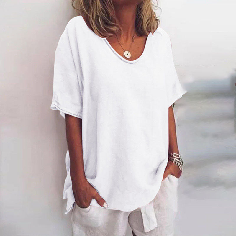 Lucia | Graceful V-Neck Flow Blouse — White — Alfa Empire, view 3