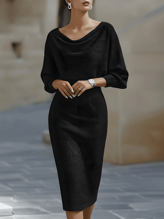 Lydia | Refined Round Neck Midi Dress — Alfa Empire, view 2