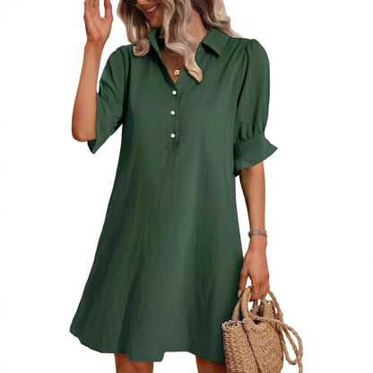 Lyla | Casual Button Down Shirt Dress — Green — Alfa Empire, view 6