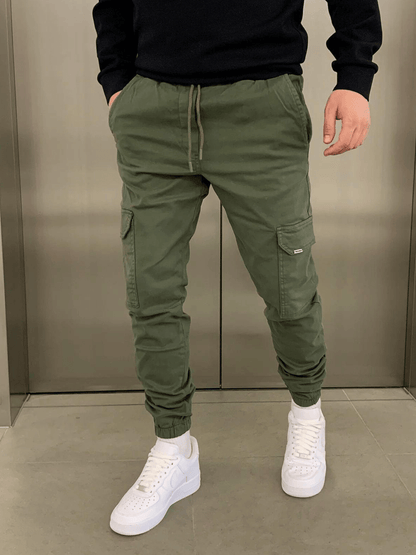 Malcolm | Sleek Tie-Waist Cargo Pants — Dark Green — Alfa Empire, view 6