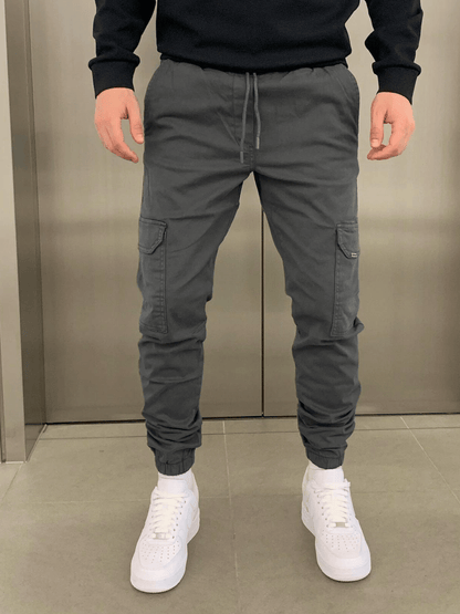 Malcolm | Sleek Tie-Waist Cargo Pants — Grey — Alfa Empire, view 7