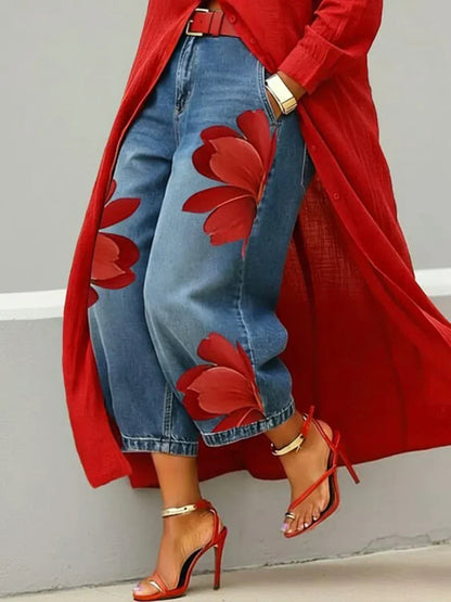 Mallory | Modern Shirt Dress and Floral Jeans Set — Alfa Empire, view 6