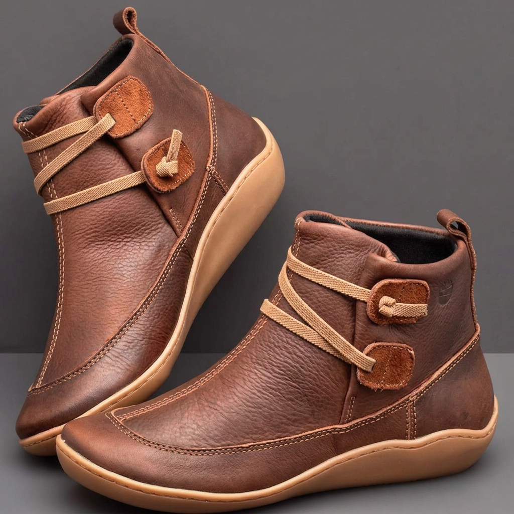 Marguerite | Supportive Ankle Boots — Brown — Alfa Empire, view 2