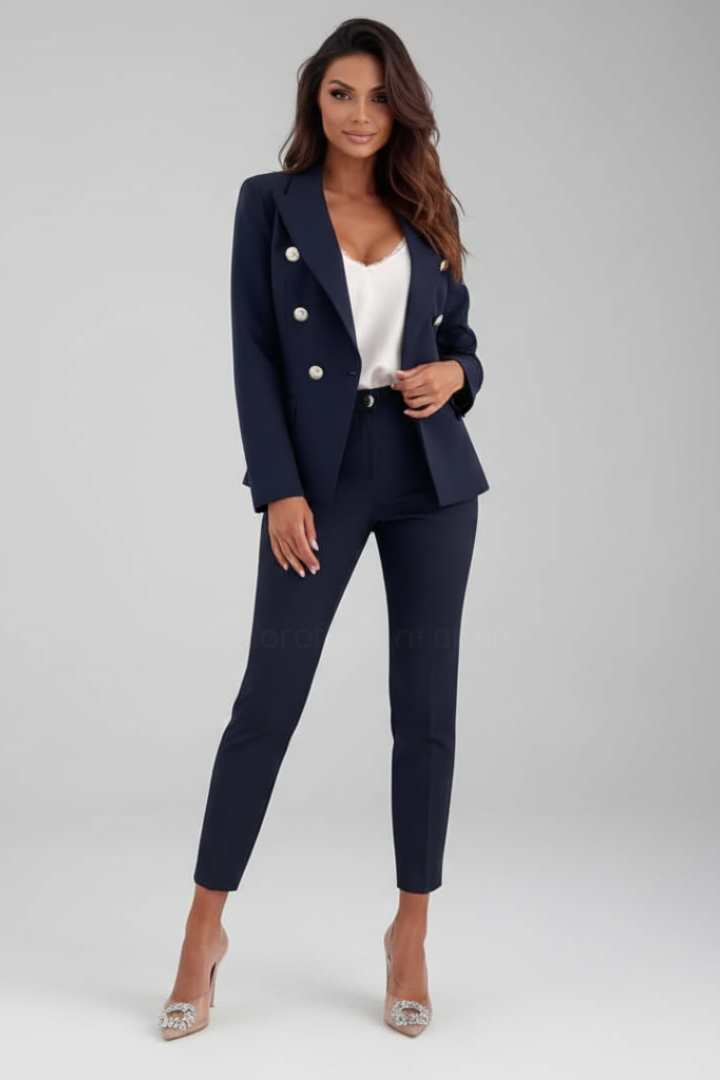 Marie | Tailored Double-Breasted Blazer Set — Navy Blue — Alfa Empire, view 2