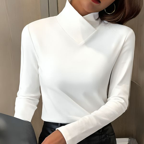 Marigold | Sculpted Soft-Touch Turtleneck — White — Alfa Empire, view 1