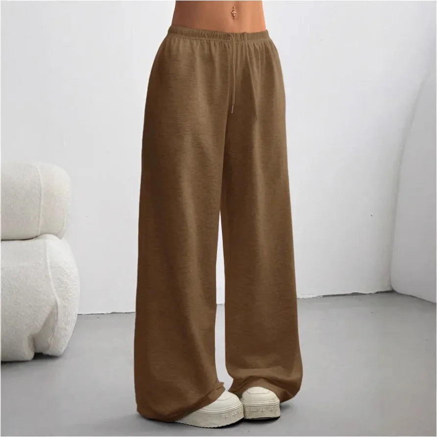 Marlene | Relaxed Wide-Leg Sweatpants — Dark Brown — Alfa Empire, view 1