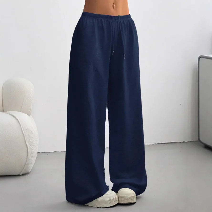 Marlene | Relaxed Wide-Leg Sweatpants — Dark Blue — Alfa Empire, view 4