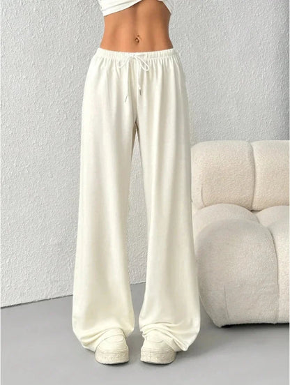 Marlene | Relaxed Wide-Leg Sweatpants — White — Alfa Empire, view 5