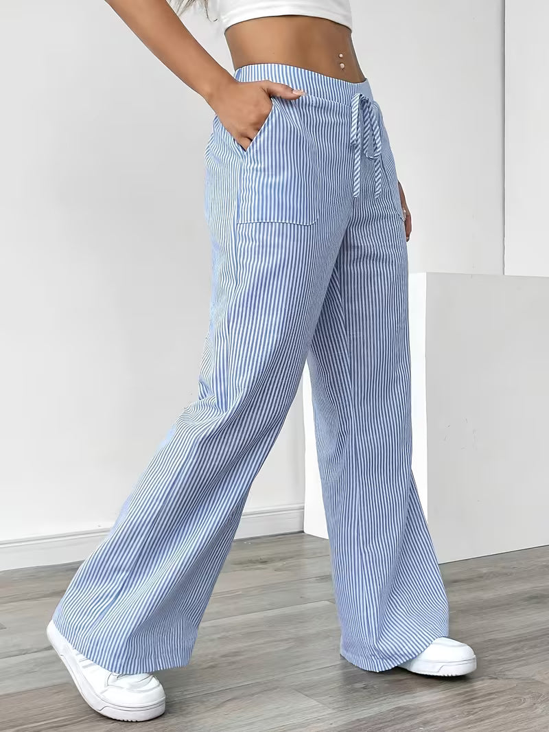 Mary | Relaxed Wide-Leg Lounge Pants — Blue — Alfa Empire, view 4