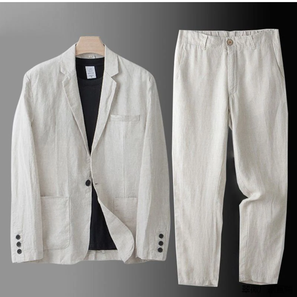 Maximo | Casual Button Cardigan and Pant Set — Beige — Alfa Empire, view 3