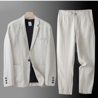 Maximo | Casual Button Cardigan and Pant Set — Beige — Alfa Empire, view 3